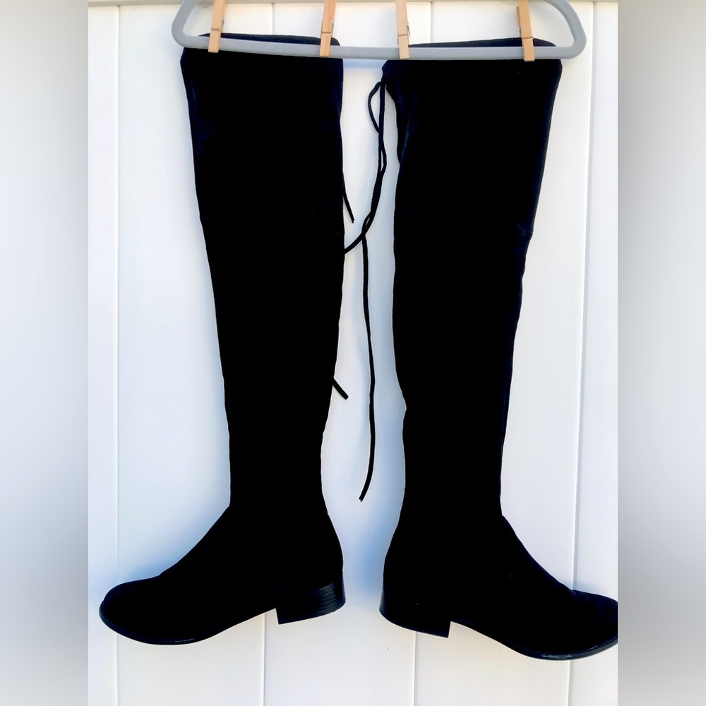 American Eagle, above the knee black suede boots with small heel.Previously worn